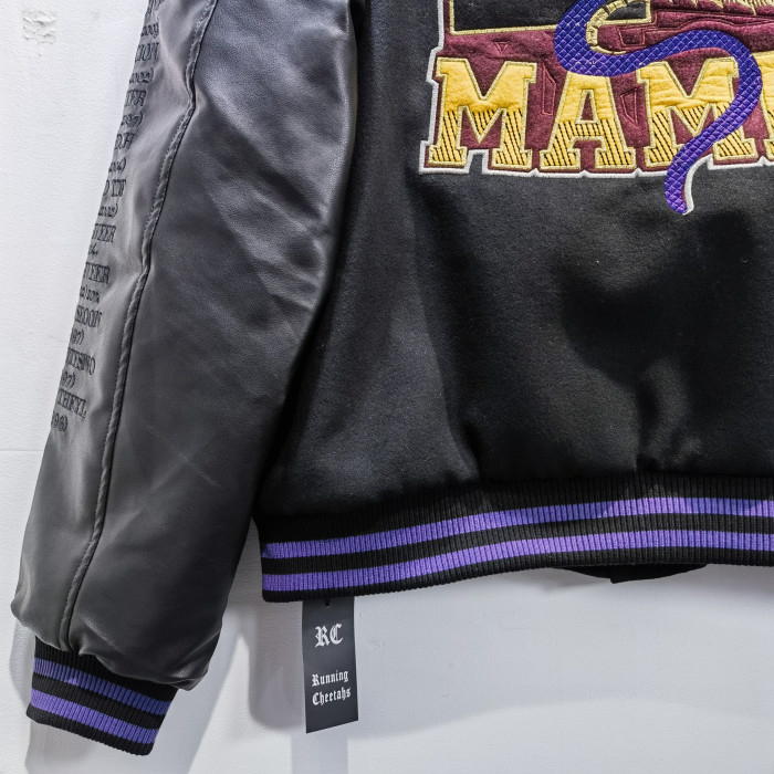 Kobe baseball jersey with embroidered patch, PU leather sleeves and cotton jacket RC1087