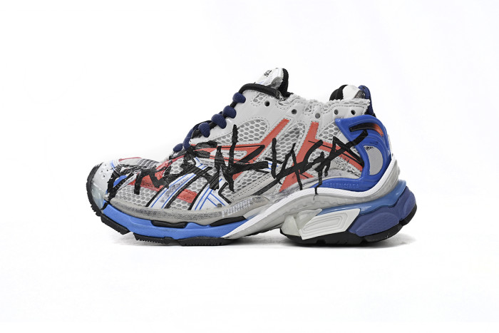 balcia runner white and blue printing Ba*len*cia*ga